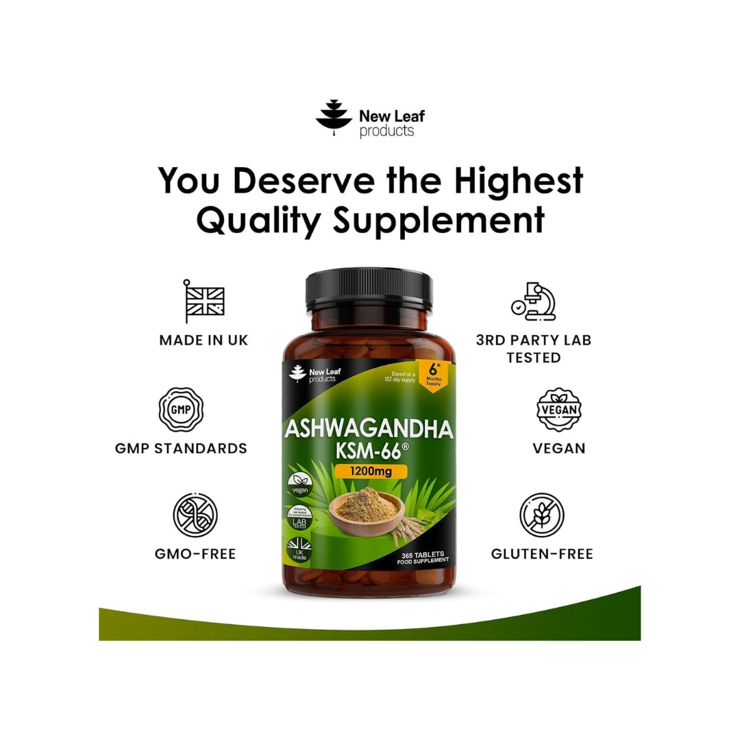 Ashwagandha KSM 66-365 1200mg Vegan Tablets