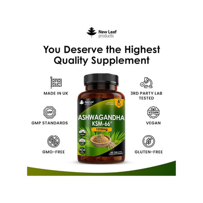 Ashwagandha KSM 66-365 1200mg Vegan Tablets